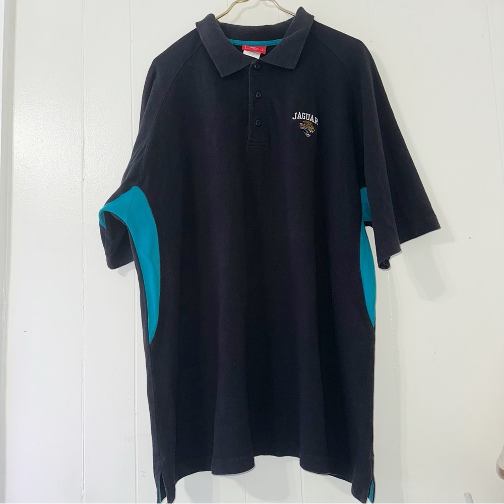 Vintage Jacksonville Jaguars Polo Shirt Mens 2XL NFL Black Embroidered Cotton